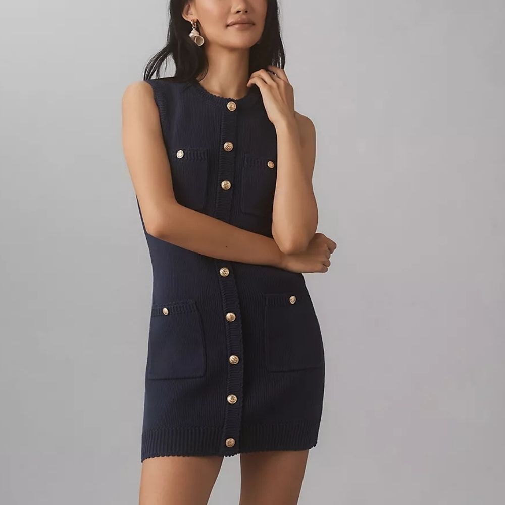 Reformation Navy Sleeveless Mini Dress